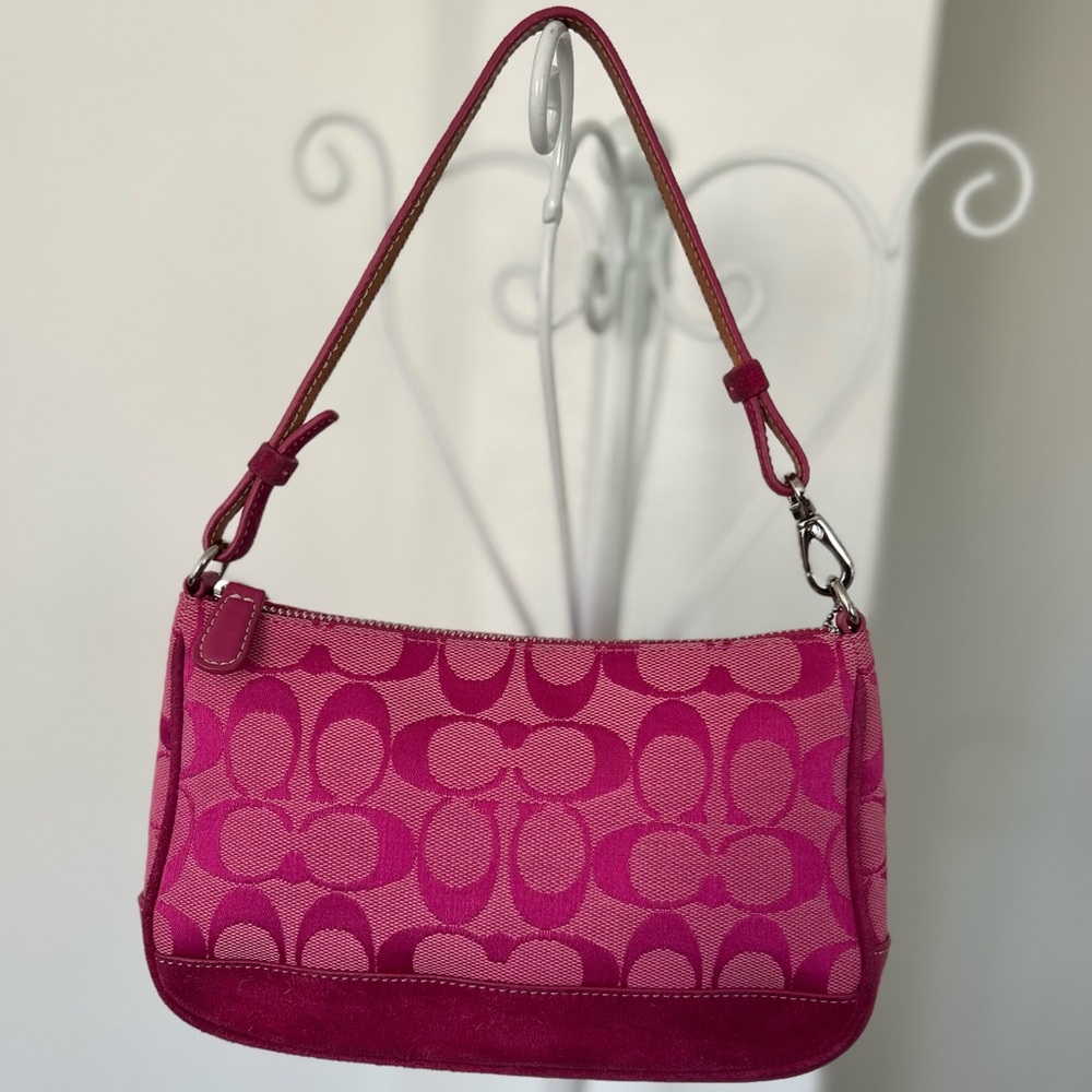 Coach HOT PINK Signature Logo Demi Mini Canvas bag - Picture 4 of 15